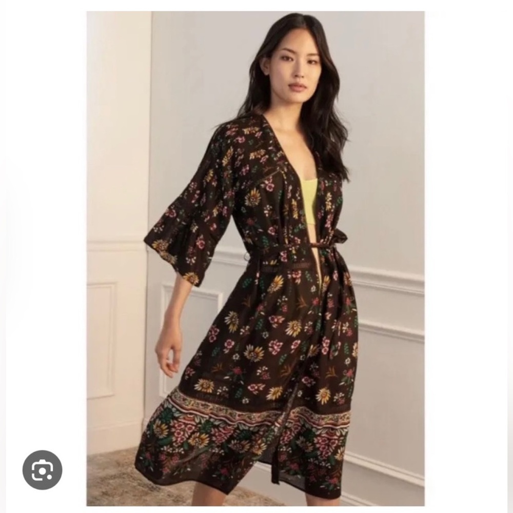 Anthropologie Pintucked Floral Robe